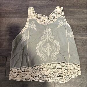 Elegant Gray and Cream Lace Top